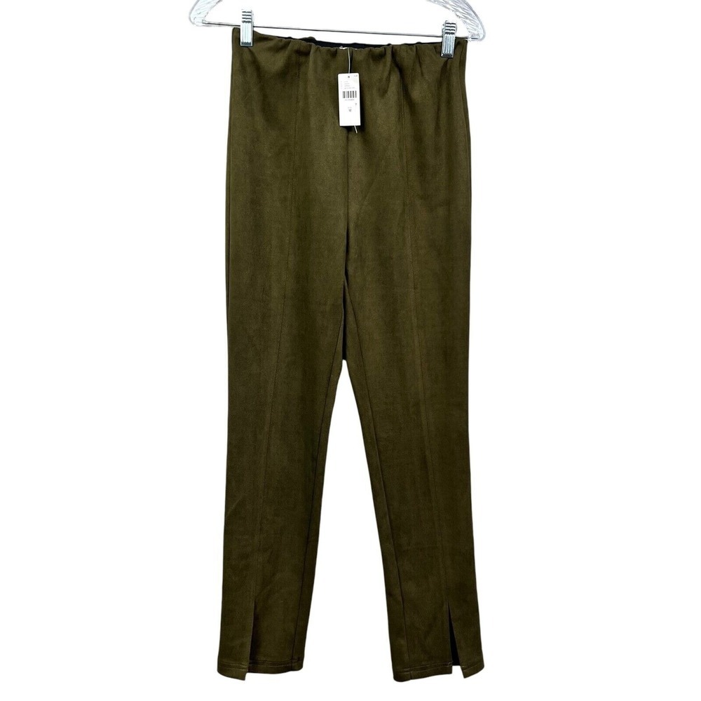Avec Les Filles Anthropologie Womens Pants Vegan Suede Elastic Waist Green Sz M*